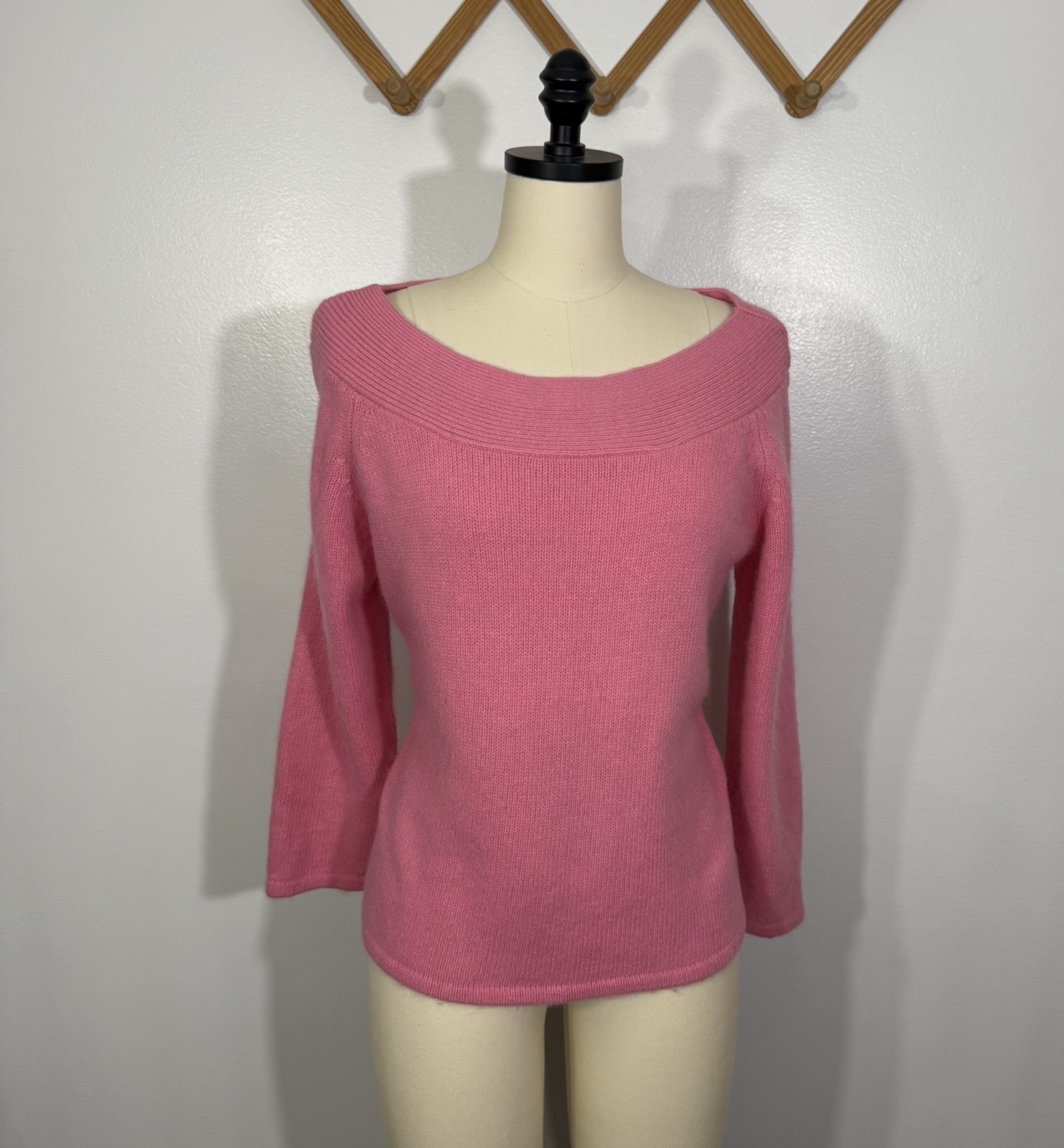 Vintage Pink Sweater Angora Wool 1990s Large