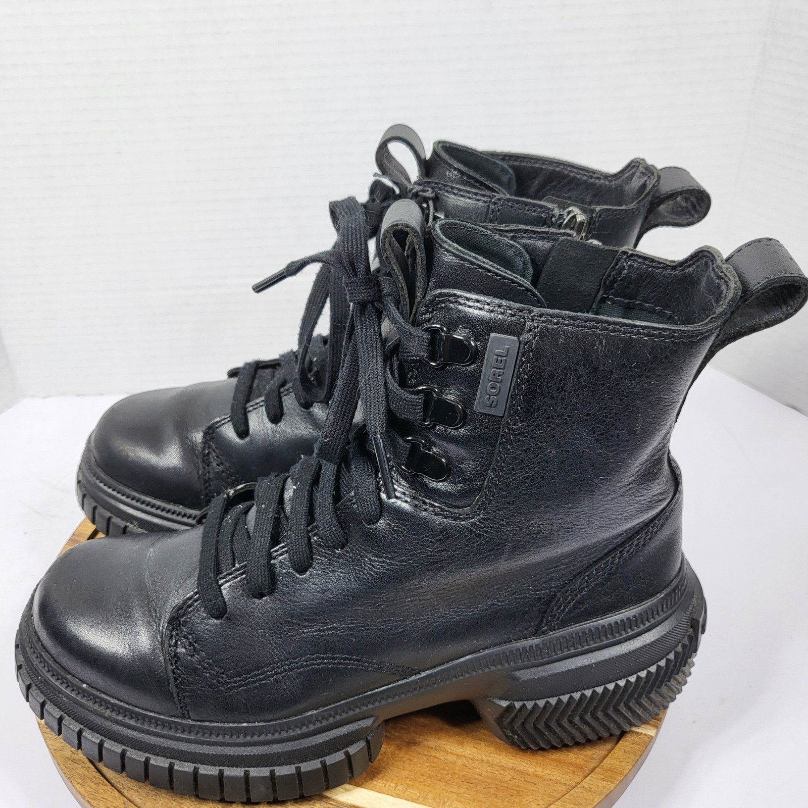 Sorel Brex Boot Lace Black Waterproof Leather Combat Boots NL5141-010 Womens 6.5