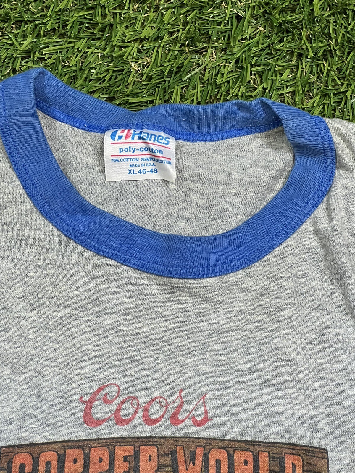 Coors Copper World Ringer T-Shirt Men’s XL Vintage 80s USA Beer