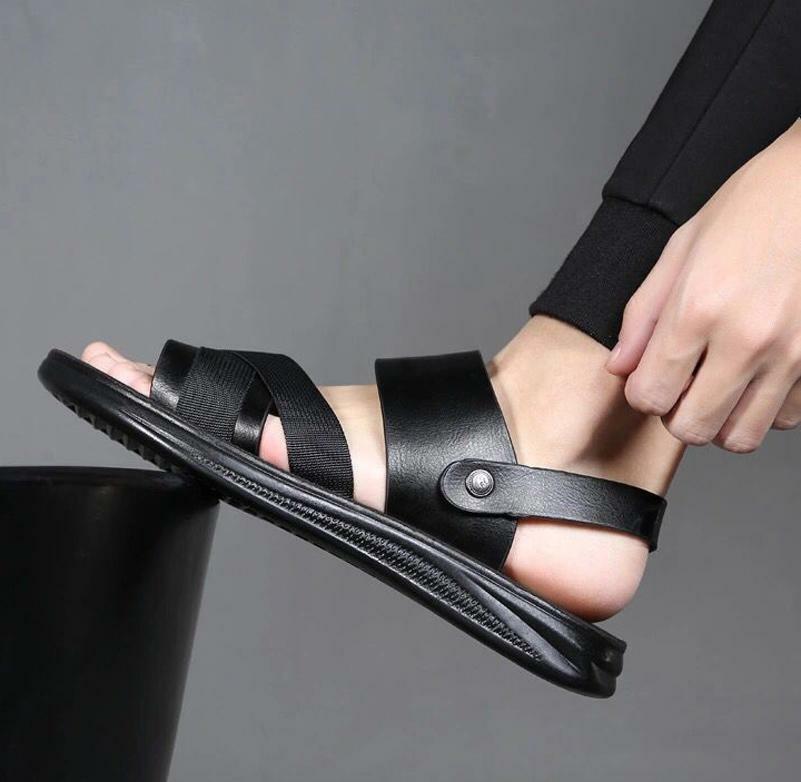 Men Microfiber Leather Sandals Casual Sports Summer Beach Shoes Home Slippers