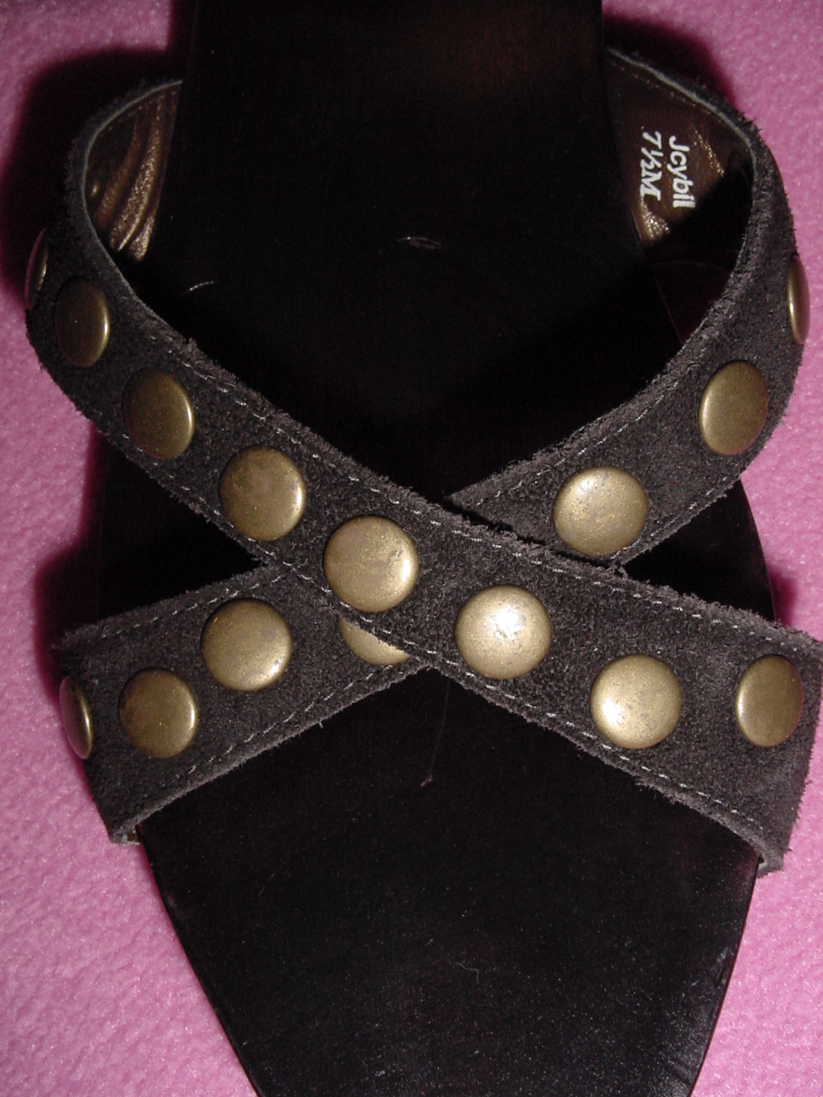 BROWN SUEDE Slide Nail Heads “Cybil” by Jessica Bennett 7.5~8.5 NEW~FREE SHIP