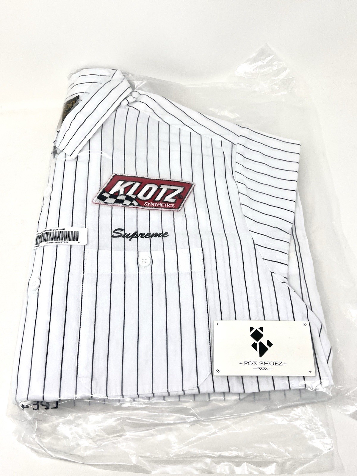 Supreme x Vanson Leathers Work Shirt White Stripe Button Up – Size Medium – NEW