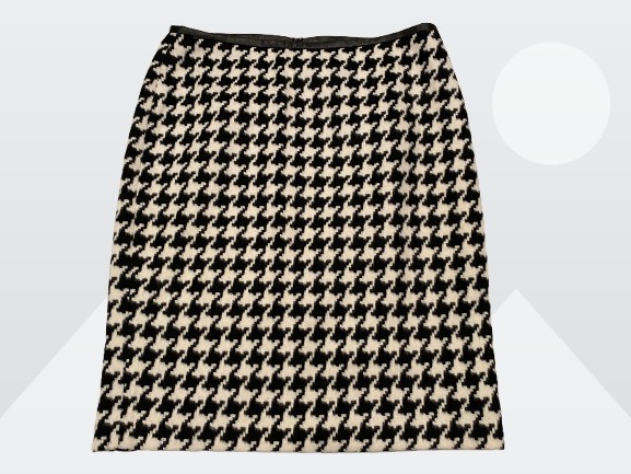 Talbots Women’s Black-White Geo-Check Wool Blend Straight Skirt Size 12
