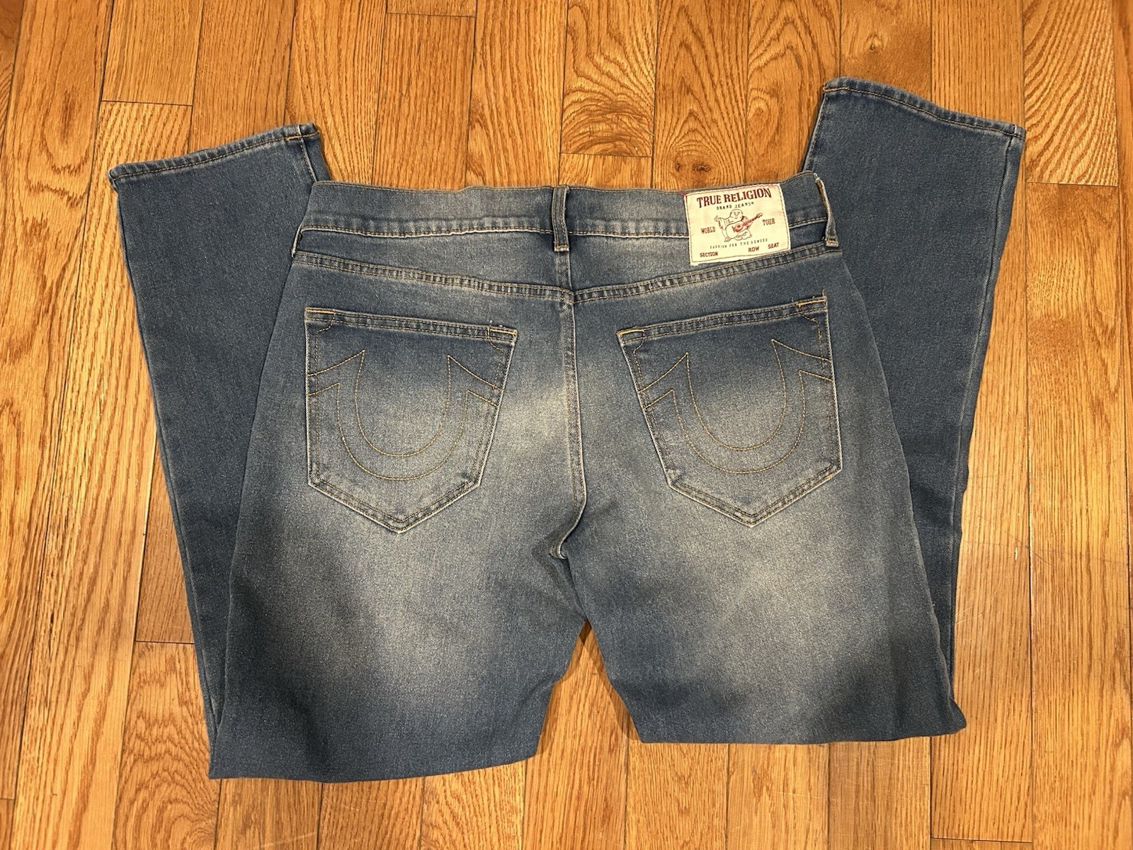 True Religion Geno Relaxed Slim Jeans Mens 33 Blue Denim Stretch Low Rise Y2K