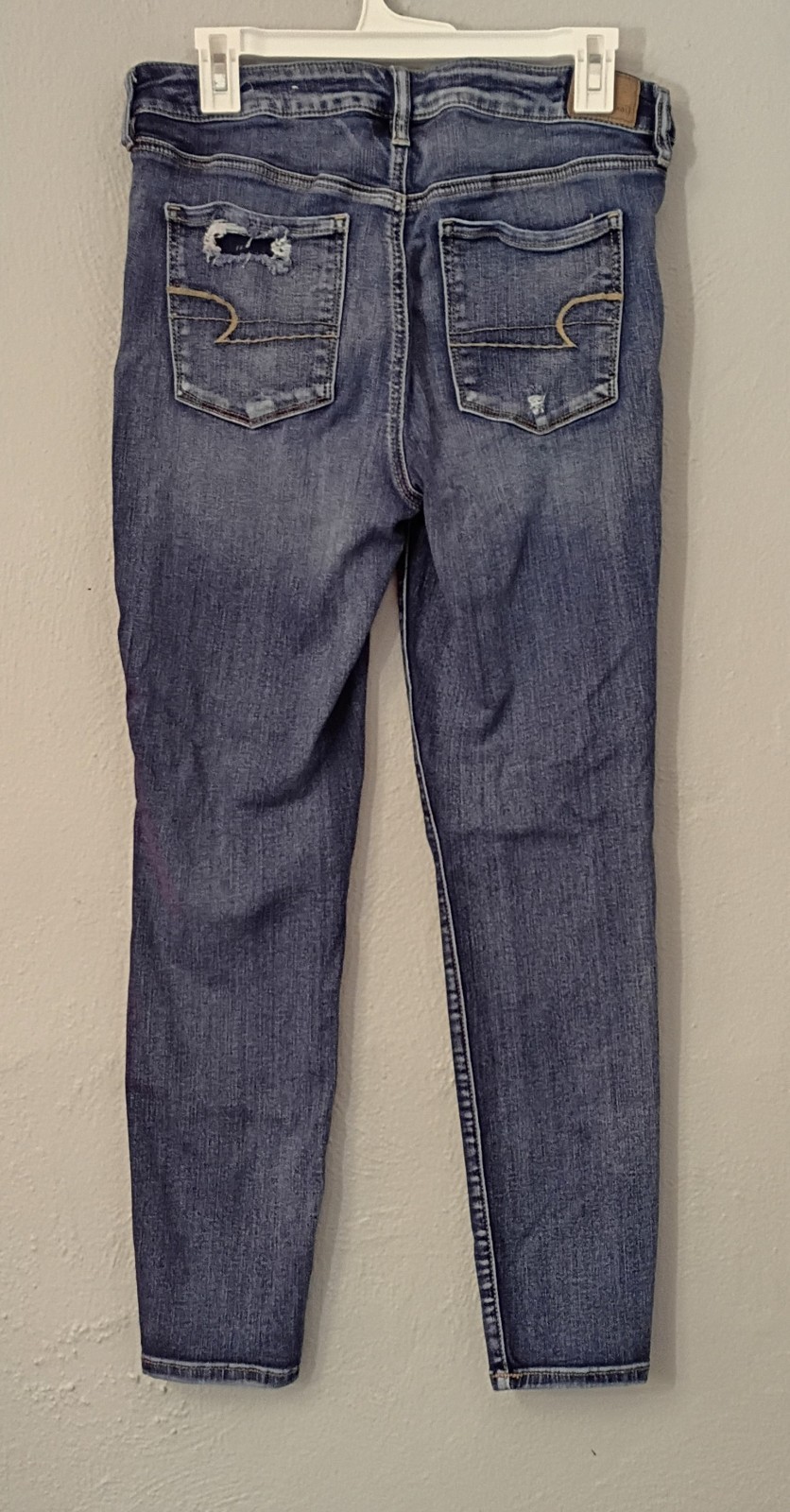 American Eagle Jeans Women 14 Blue Hi Rise Jegging Next Level Stretch Distressed