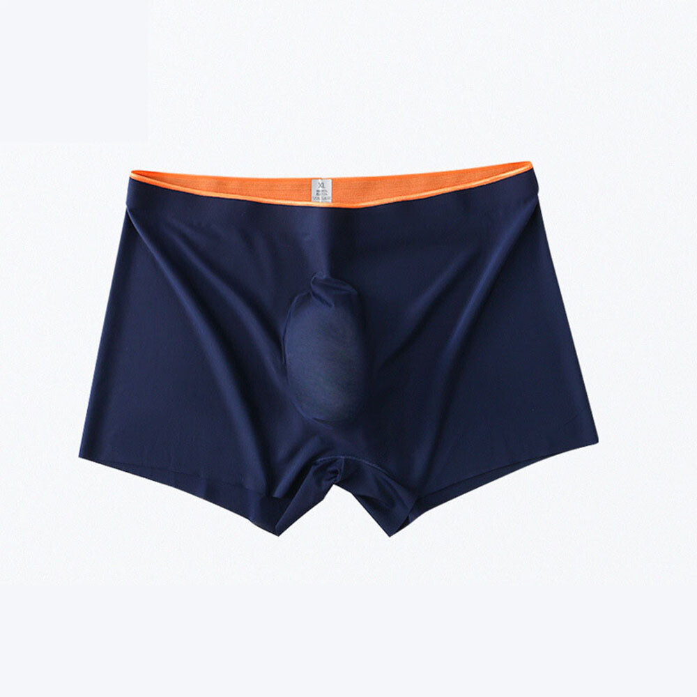 Men’s Ice Silk Seamless Boxer Briefs Pouch Underwear Shorts Trunks Underpants