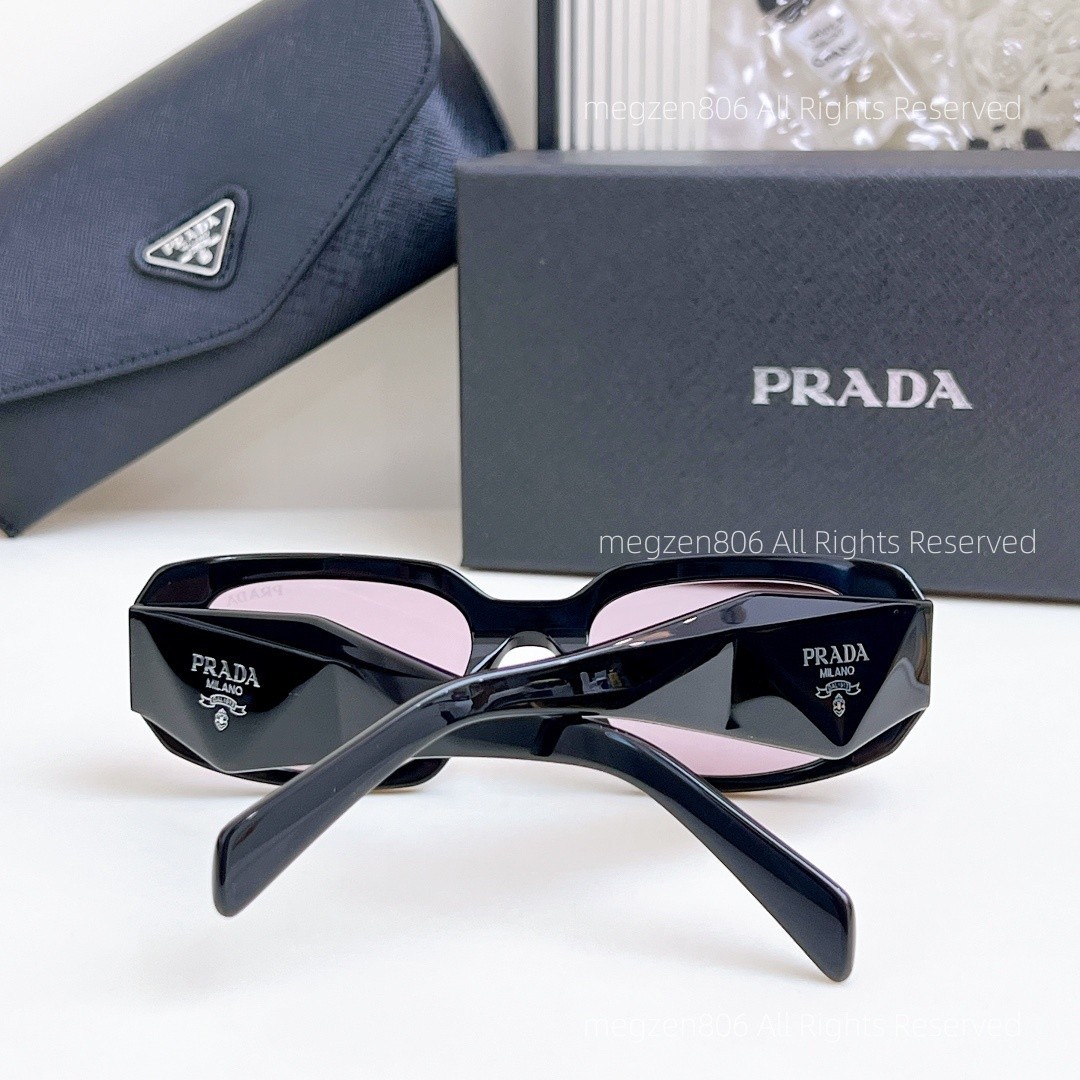 Prada PR17WS Women’s Sunglasses Black Frame Purple Lens 49mm Retro Square UV400