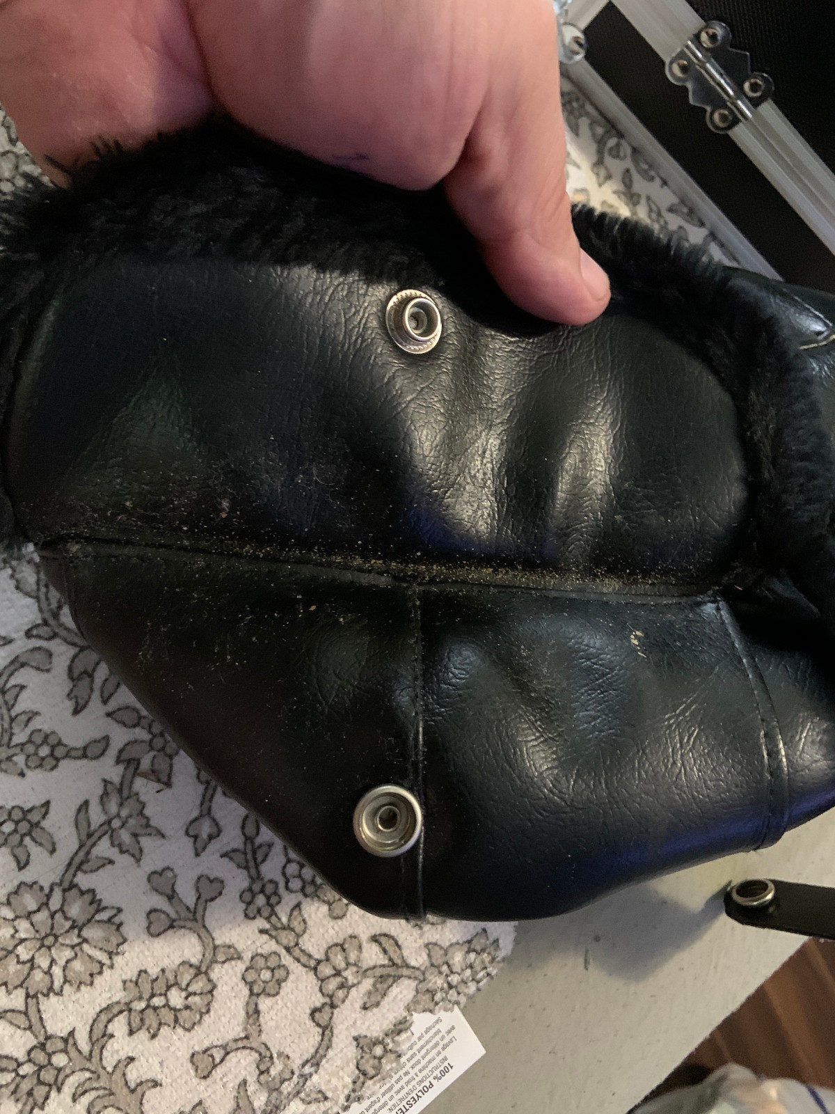 Vintage Hunters Cap – Black – Maybe Leather – Made in Sri lanka – SI Garment