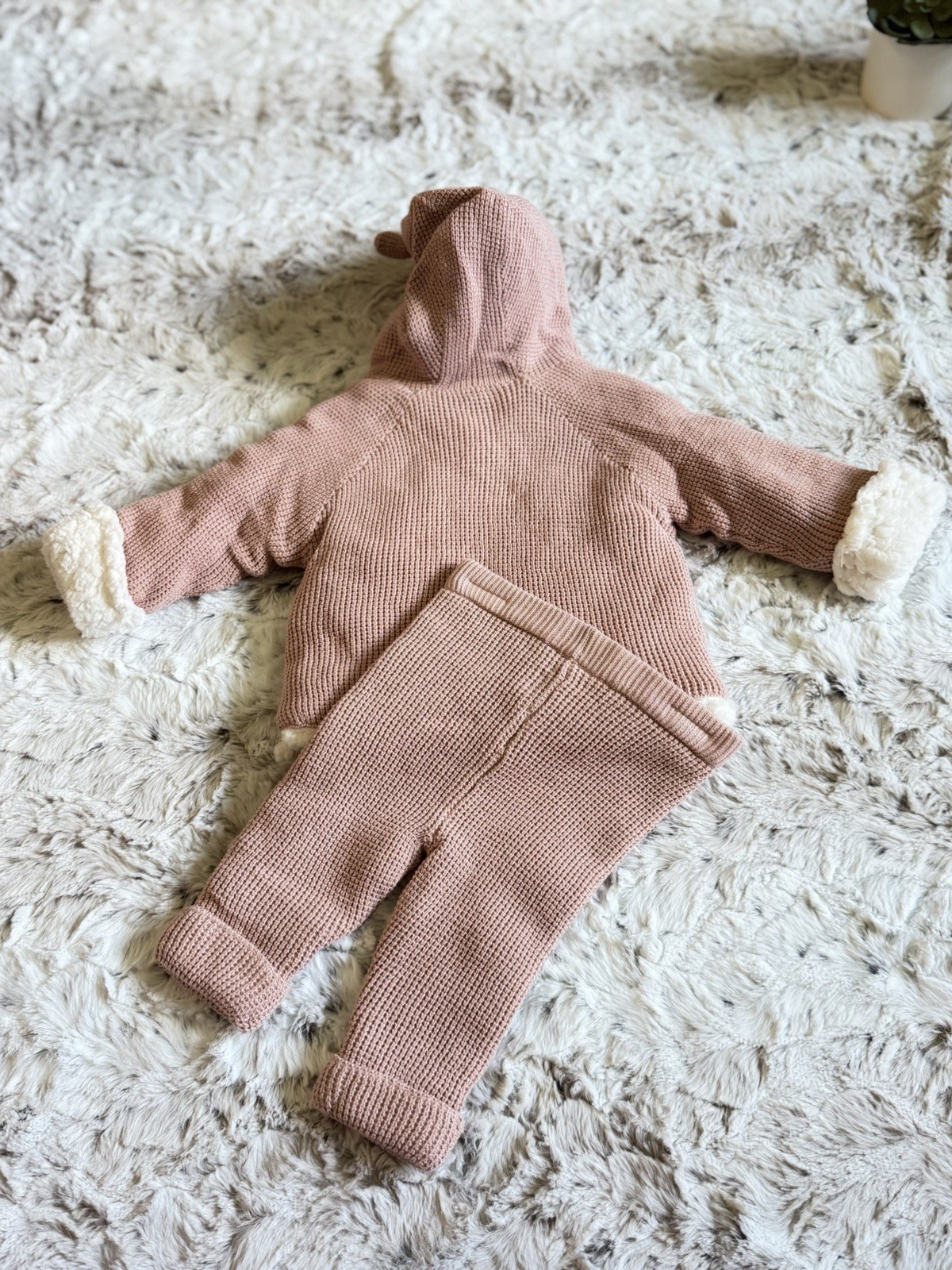 Kuch a Bye Baby Boutique 3-6M 2pc Pink Knit Hooded Hoodie Pants Set Toggle
