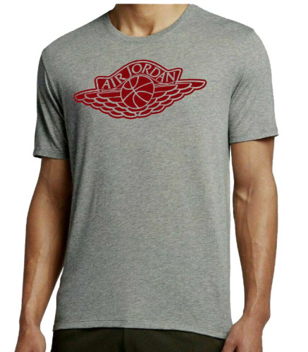 Nike Jordan Wings Logo T-Shirt Heather Grey/U Red Men’s Small 2XL 3XL BNWT