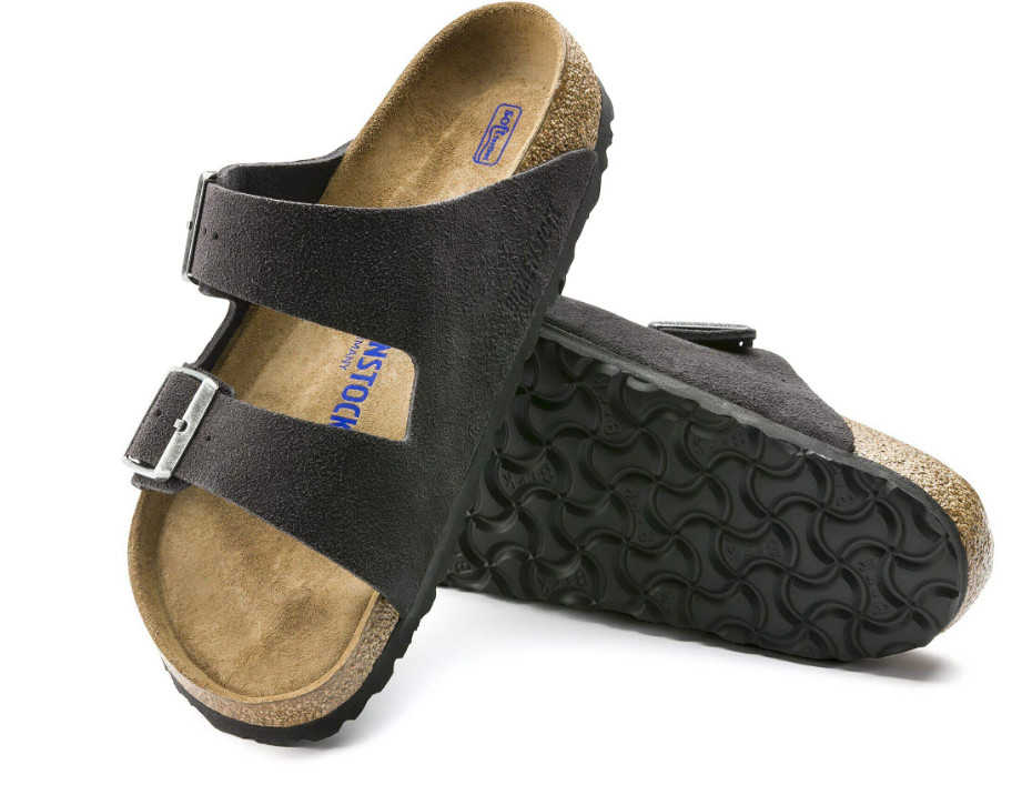Birkenstock Arizona Soft Footbed Suede Leather Sandals Taupe-Mocha-Mink-Black