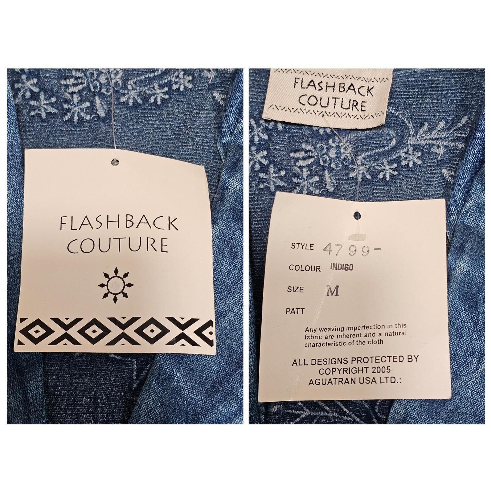 Flashback Couture Blazer Women Size M Blue NWT 2005 Y2K Crochet Boho Cottagecore