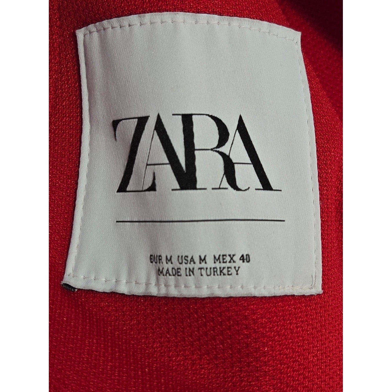 Zara Red Moto Jacket Full Zip Mock Neck Jacket Size Medium