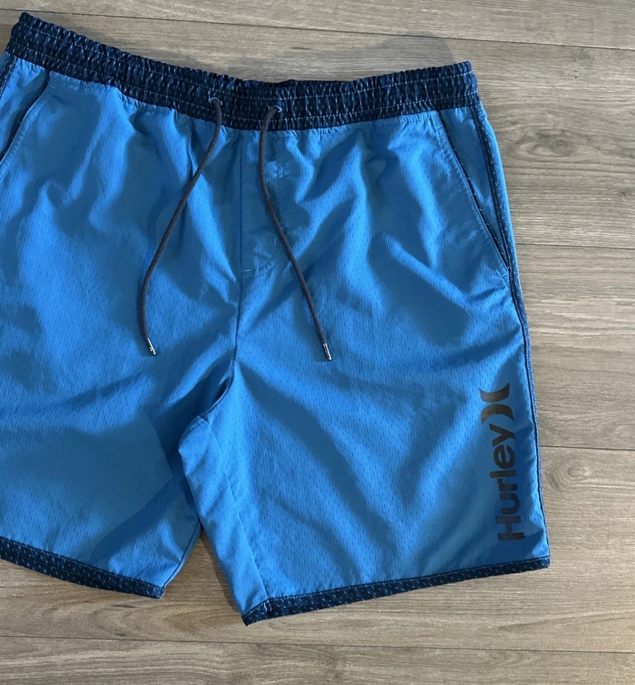 Hurley Mesh Lined Swim Trunks Pockets & Drawstring Mens Large Blue
