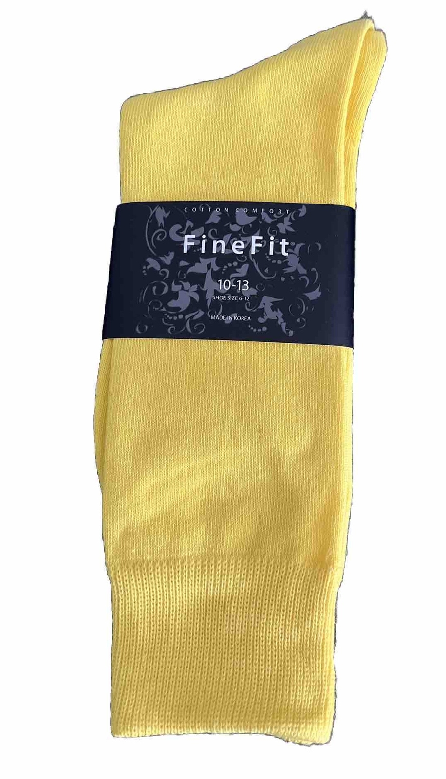FineFit Cotton Comfort Sock Size 10-13 Yellow
