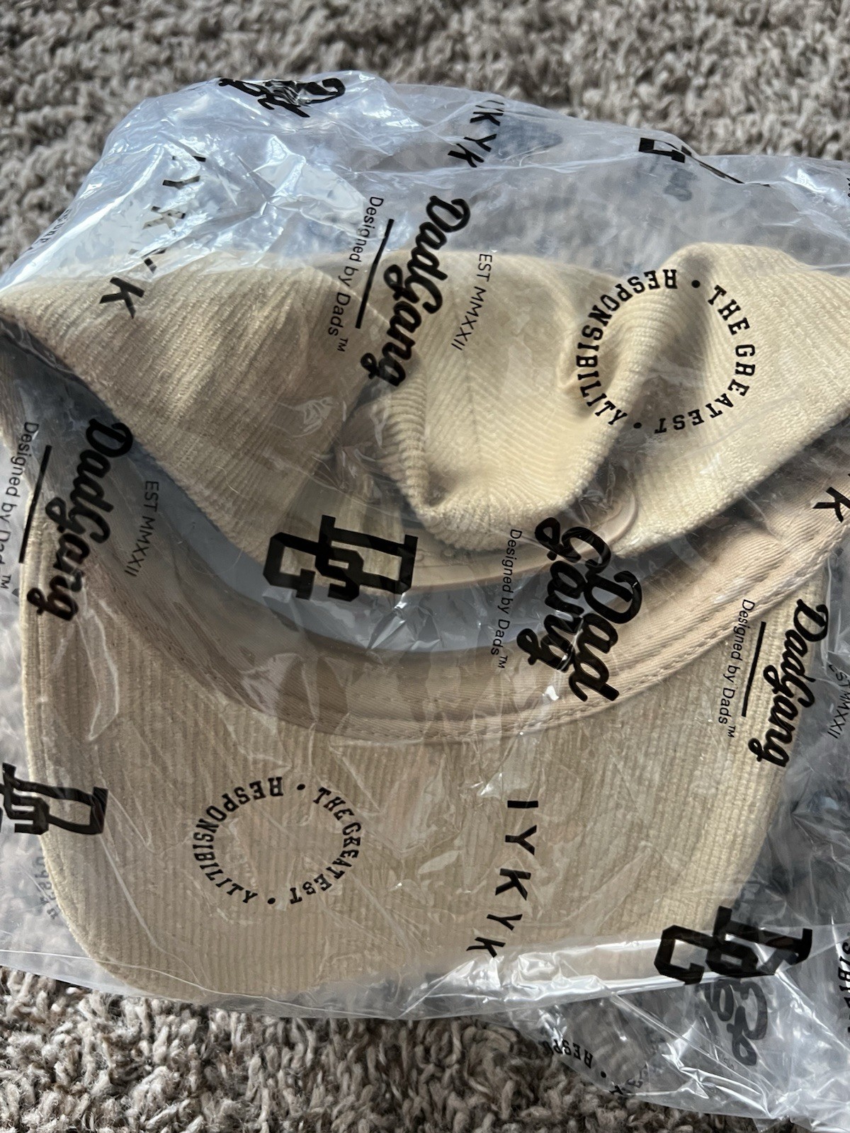 Dad Gang CORDADROY Adjustable Baseball Cap Hat (New), One Size Unisex Adult