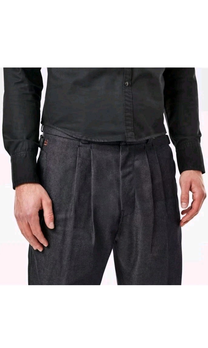 G Star Raw Varve Relaxed Pleated Chino Size 30 Dark Wash Blue 30X27