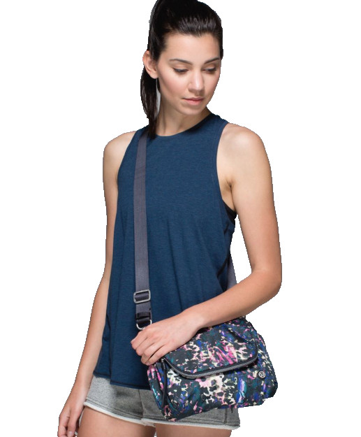 LULULEMON Party Om Crossbody Shoulder Bag Floral Backdrop Black Multi Deep Coal