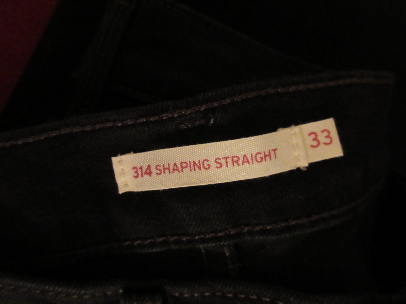 Levis 314 BlackJeans Womens 33 x 32 Shaping Straight Blackout Biker Denim