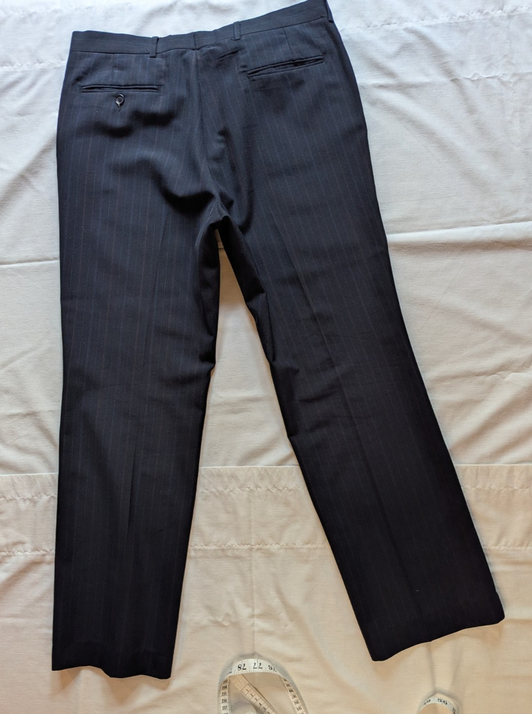 TownCraft Men’s Black Pinstripe Suit Jacket & Pants, Multicolored Pinstripes