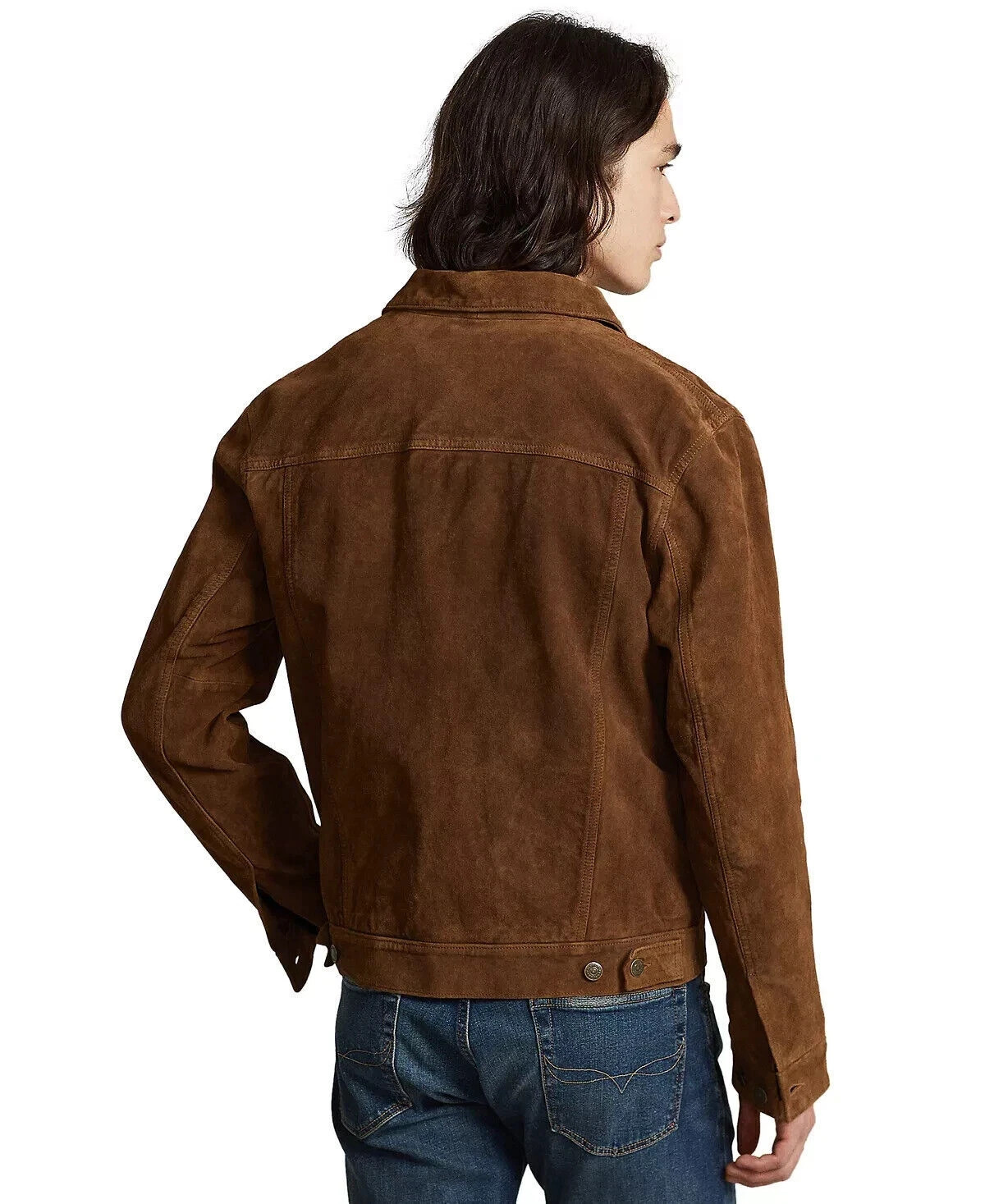 NEW Brown Leather Trucker Jacket Men’s Pure Suede Custom Made Size S M L XXL 3XL