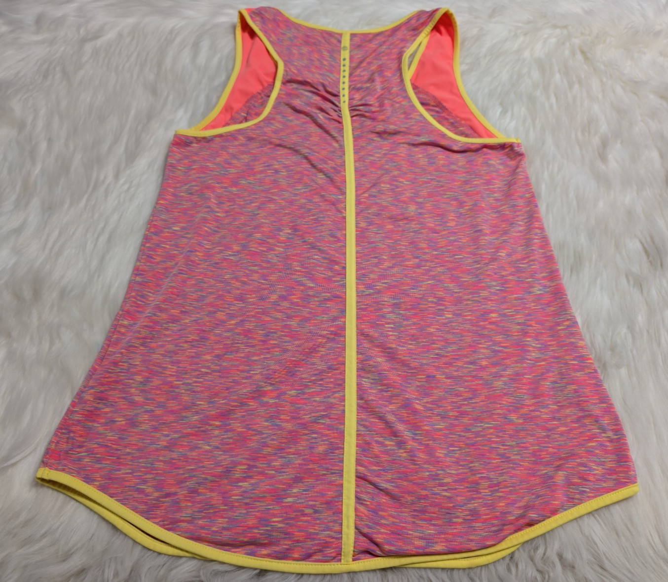 Tangerine Top Women Large Rainbow Peach Yellow Racerback Active Tank Workout