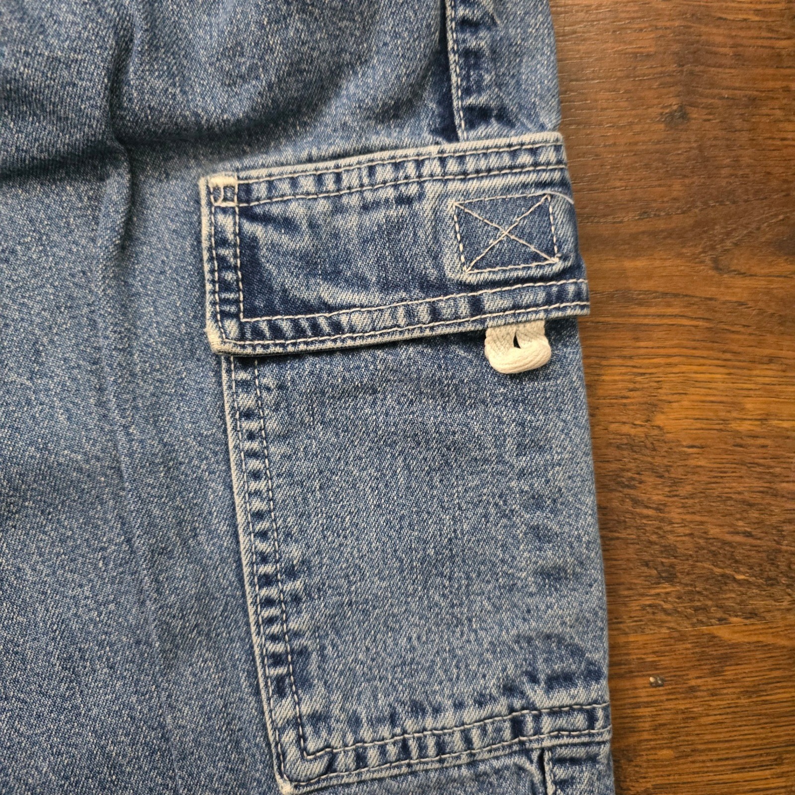 Vintage Gap Cargo Flare Jeans Womens 4 Blue Denim High Rise Made in USA Y2K 0402