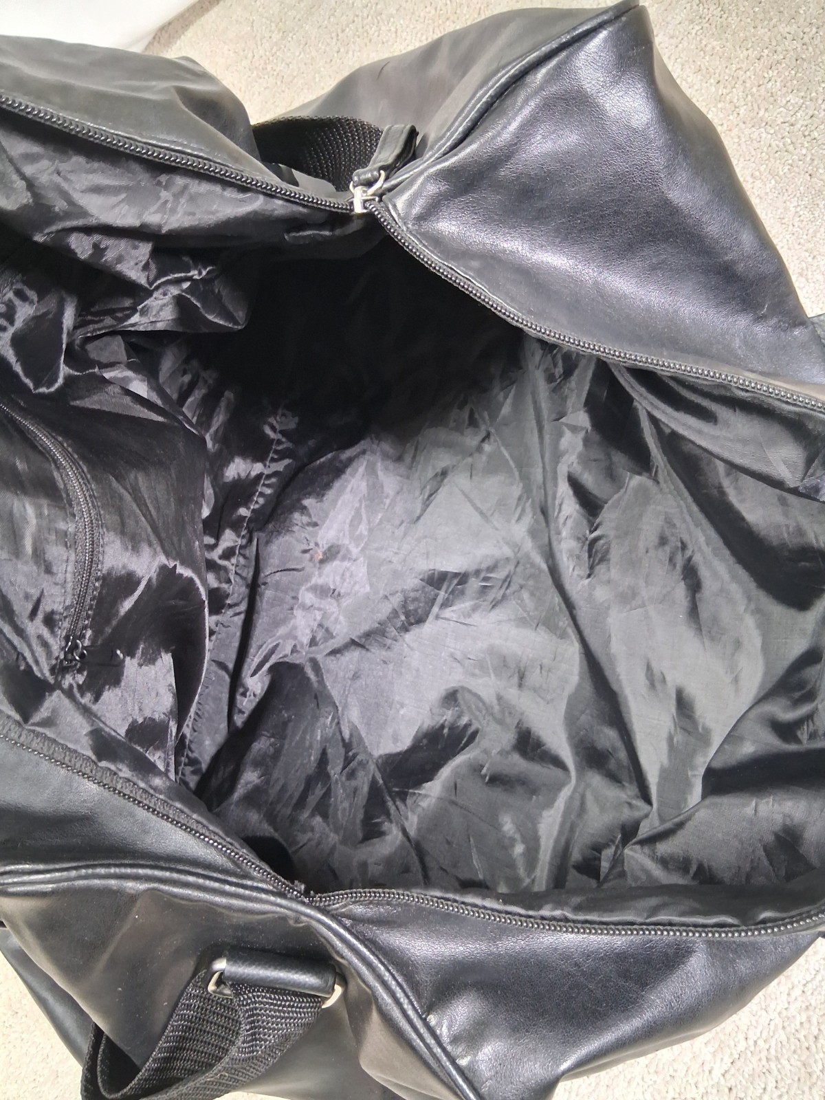 Calvin Klein Black Duffle Bag 100% PVC Polyester Lining Snap Handle Shoulder