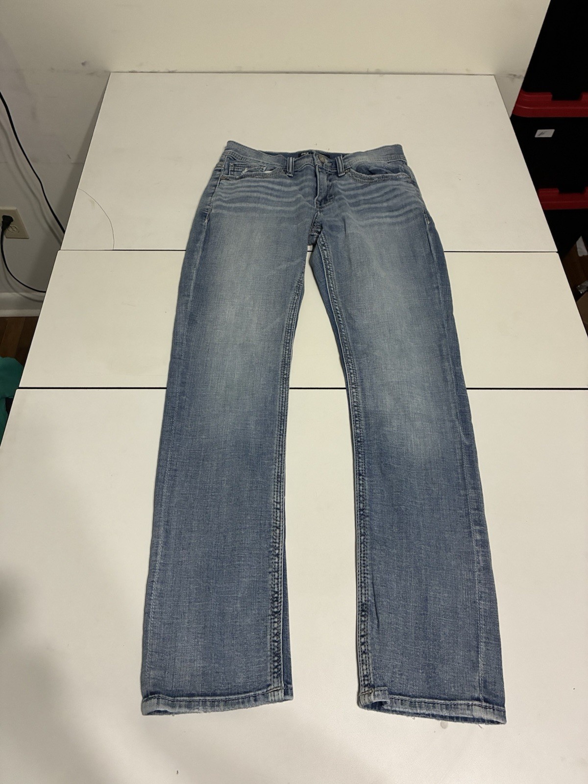 BKE Alec Jeans 30×32 Light Wash Slim Straight Cowboy Western Whisker Stretch