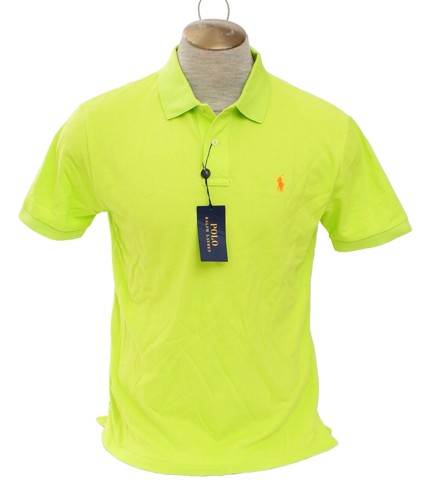 Polo Ralph Lauren Men’s M Green Short Sleeve Polo Shirt Orange Embroidered Pony
