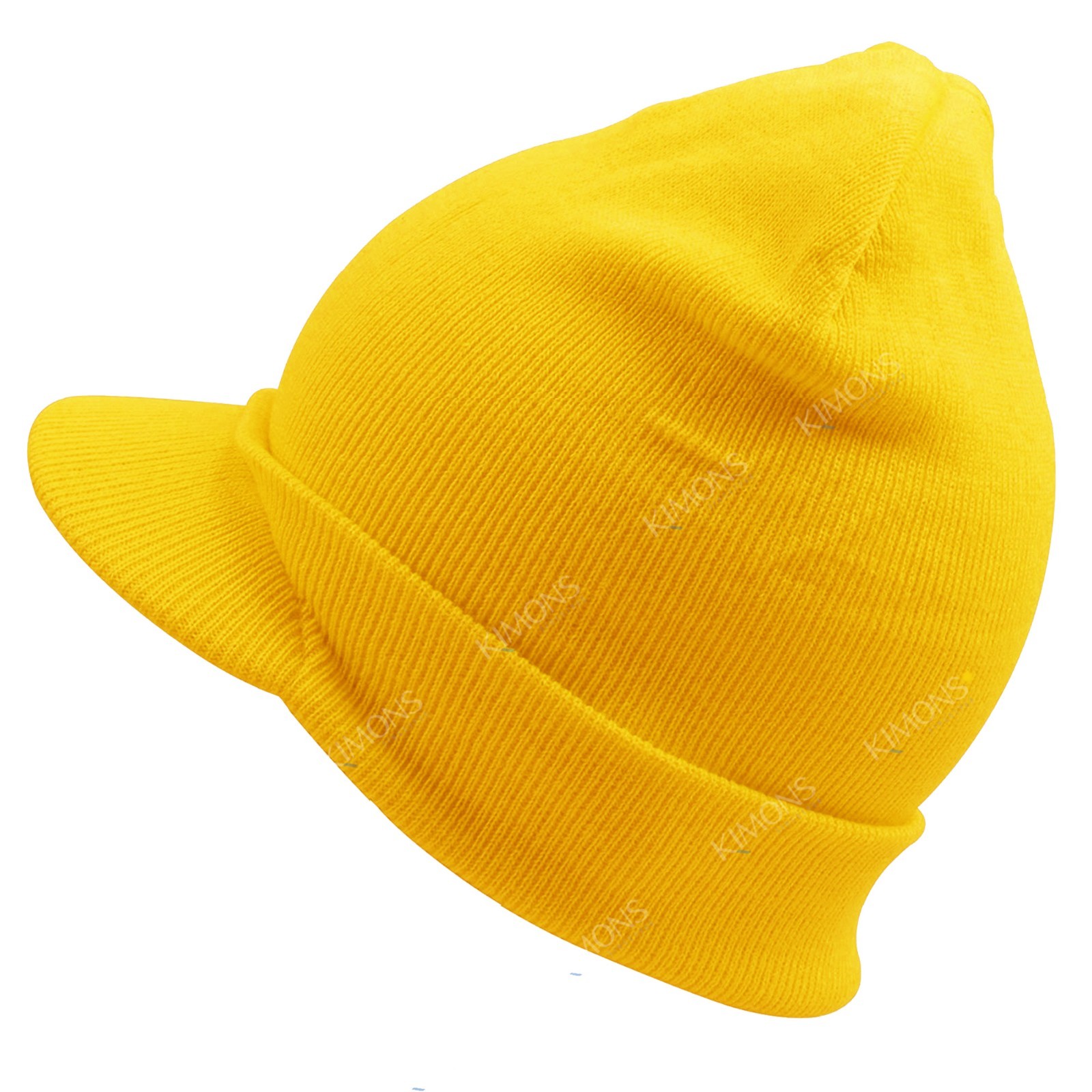 Bill Visor Cuff Beanie Knit Cap Hat Ski Thick Brim Warm Winter Unisex US MADE