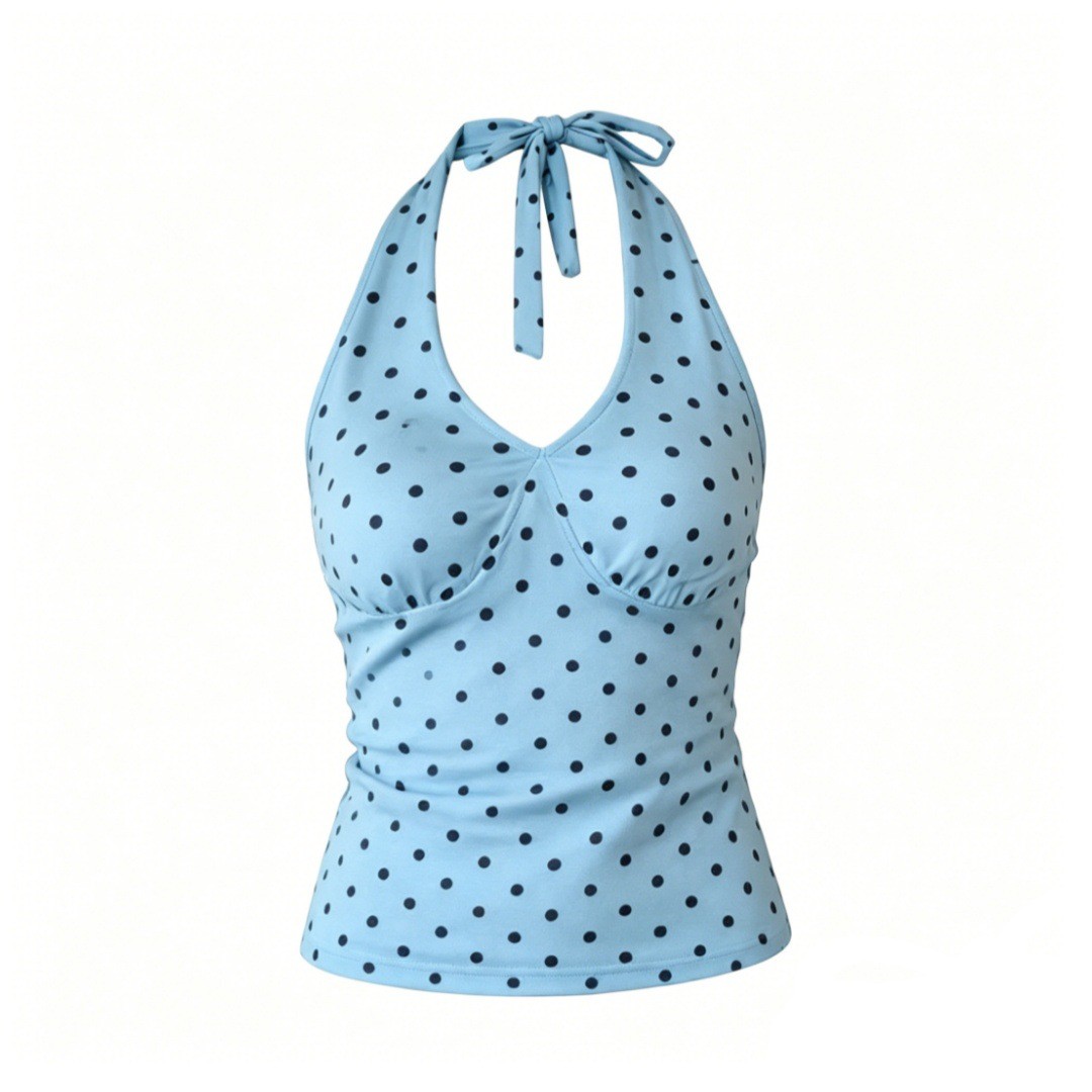 Chest-padded Figure-flattering Sleeveless Top With A Backless Design Lace-up Det