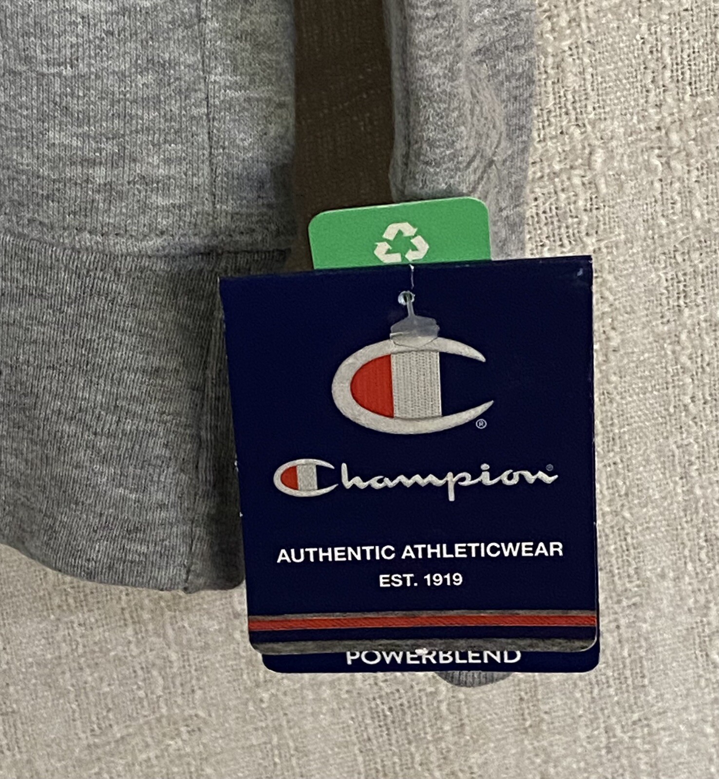 NWT Champion Powerblend Women’s Small Gray FLC Spellout L/S Pullover Sweatshirt