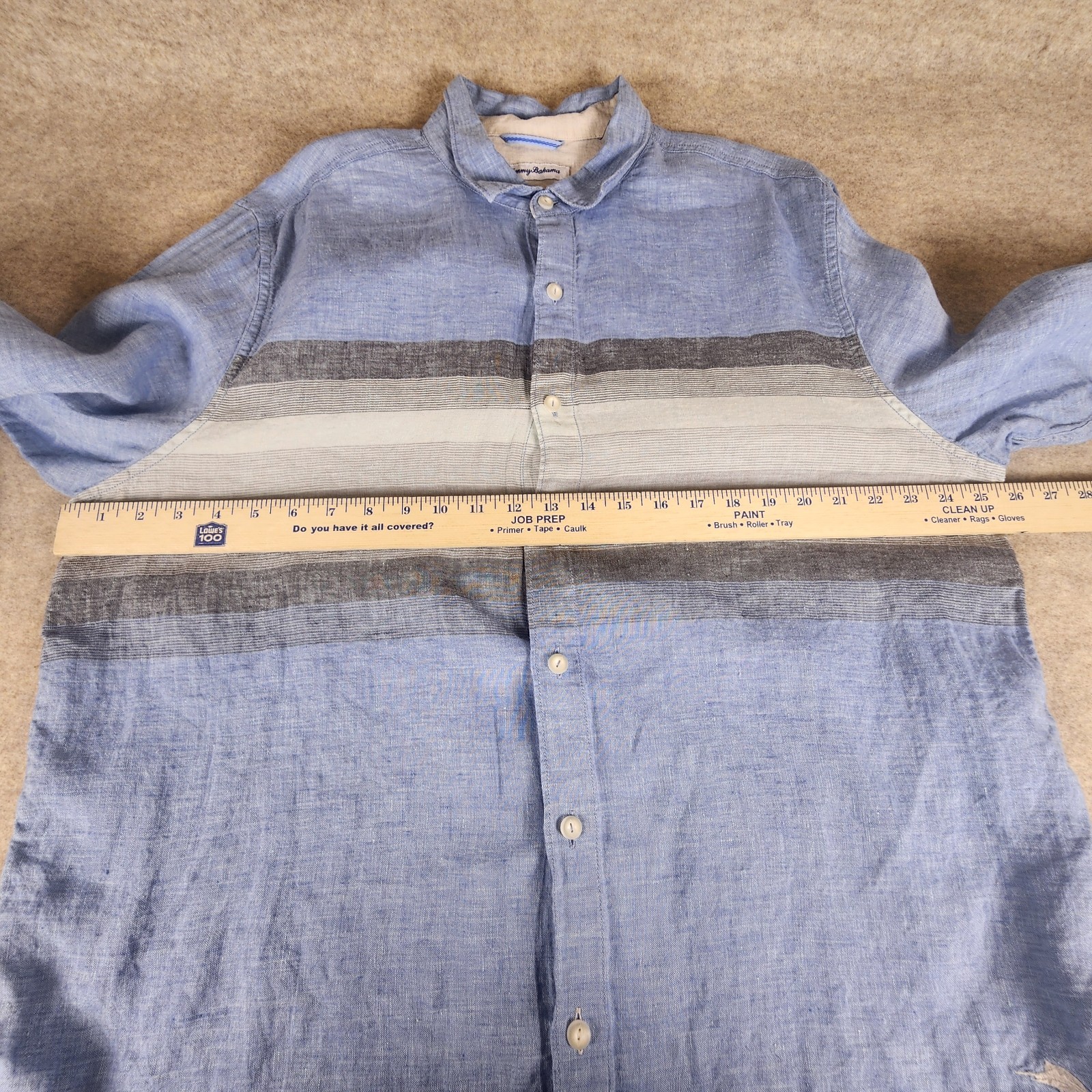 Tommy Bahama Relax Blue Linen Long Sleeve Button Down Shirt XL Beach Island Surf