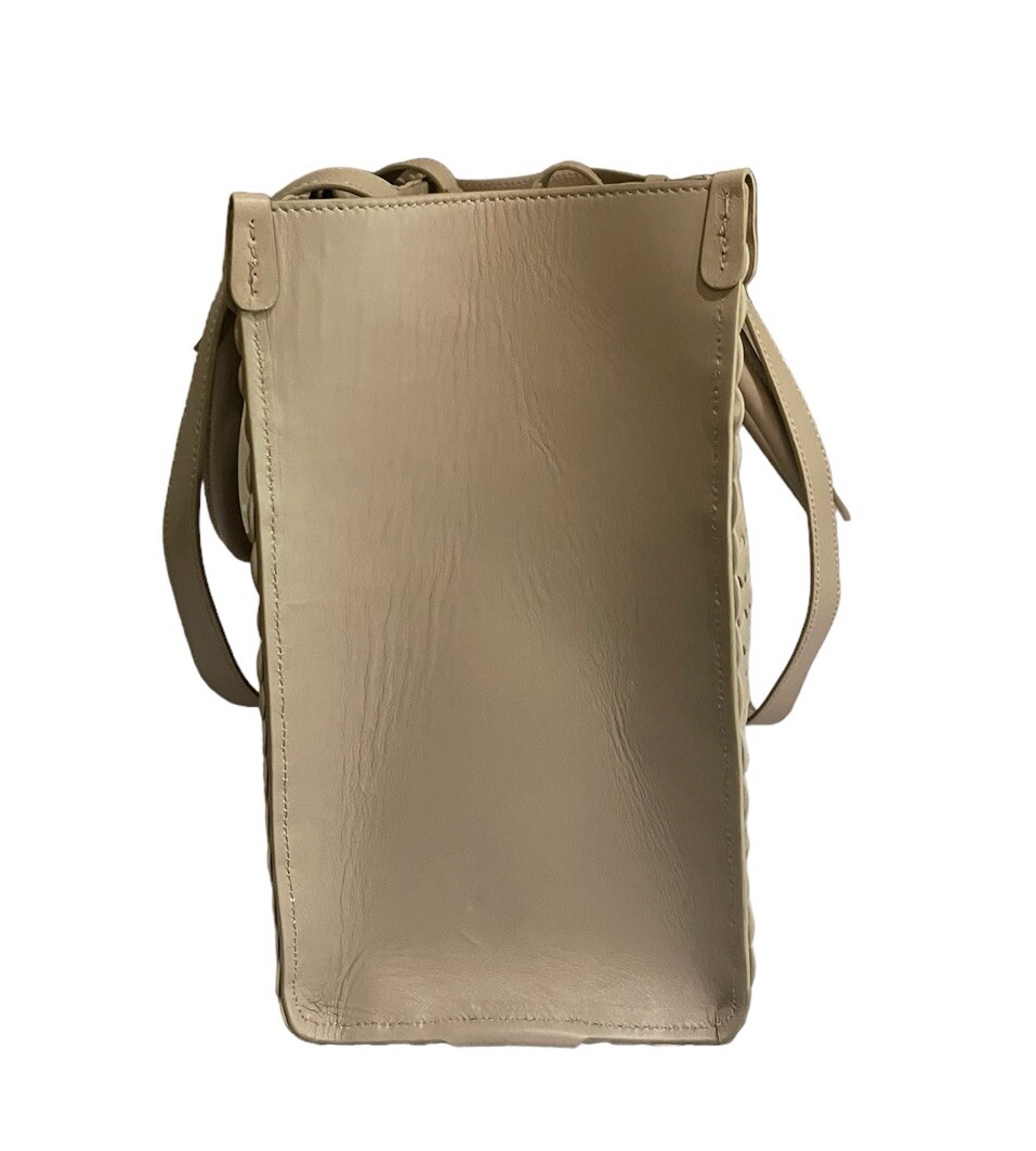 FALOR Taupe Italian Woven Soft Leather Shoulder Bag 4 Straps Purse F2754 RARE