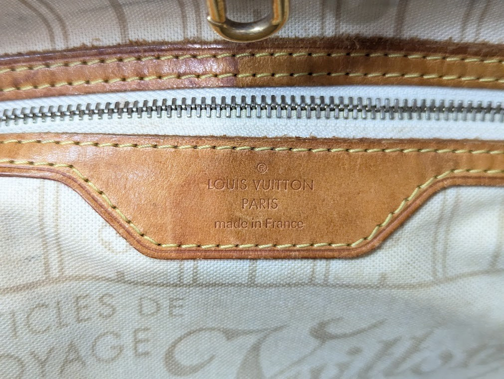 LOUIS VUITTON Damier Azur Neverfull PM Tote Bag White N51110 VI3160 Authentic LV