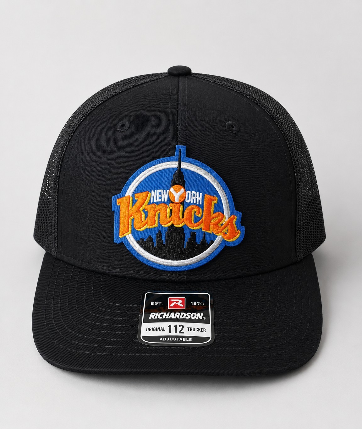New York Knicks 3″ Patch 112 Trucker Hat Black Custom Patch Snapback