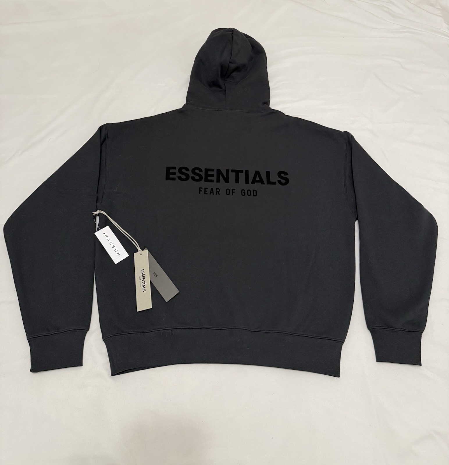 ESSENTIALS Black Pullover Hoodie Medium Unisex Casual Streetwear