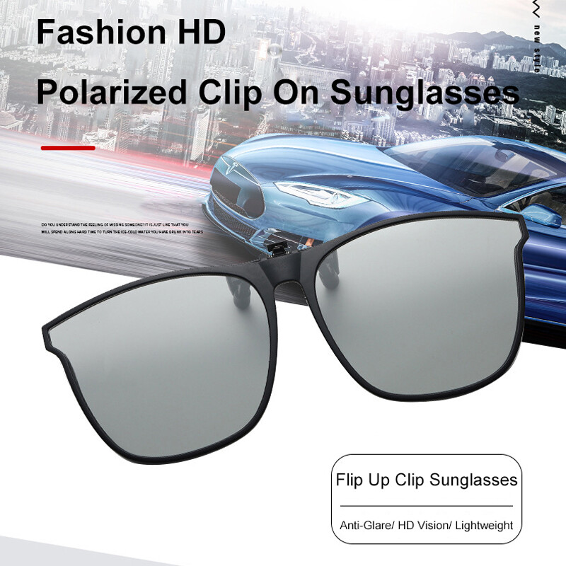 Polarized Clip-on Sunglasses Anti-Glare UV Protection Square Clip On Sun Glasses