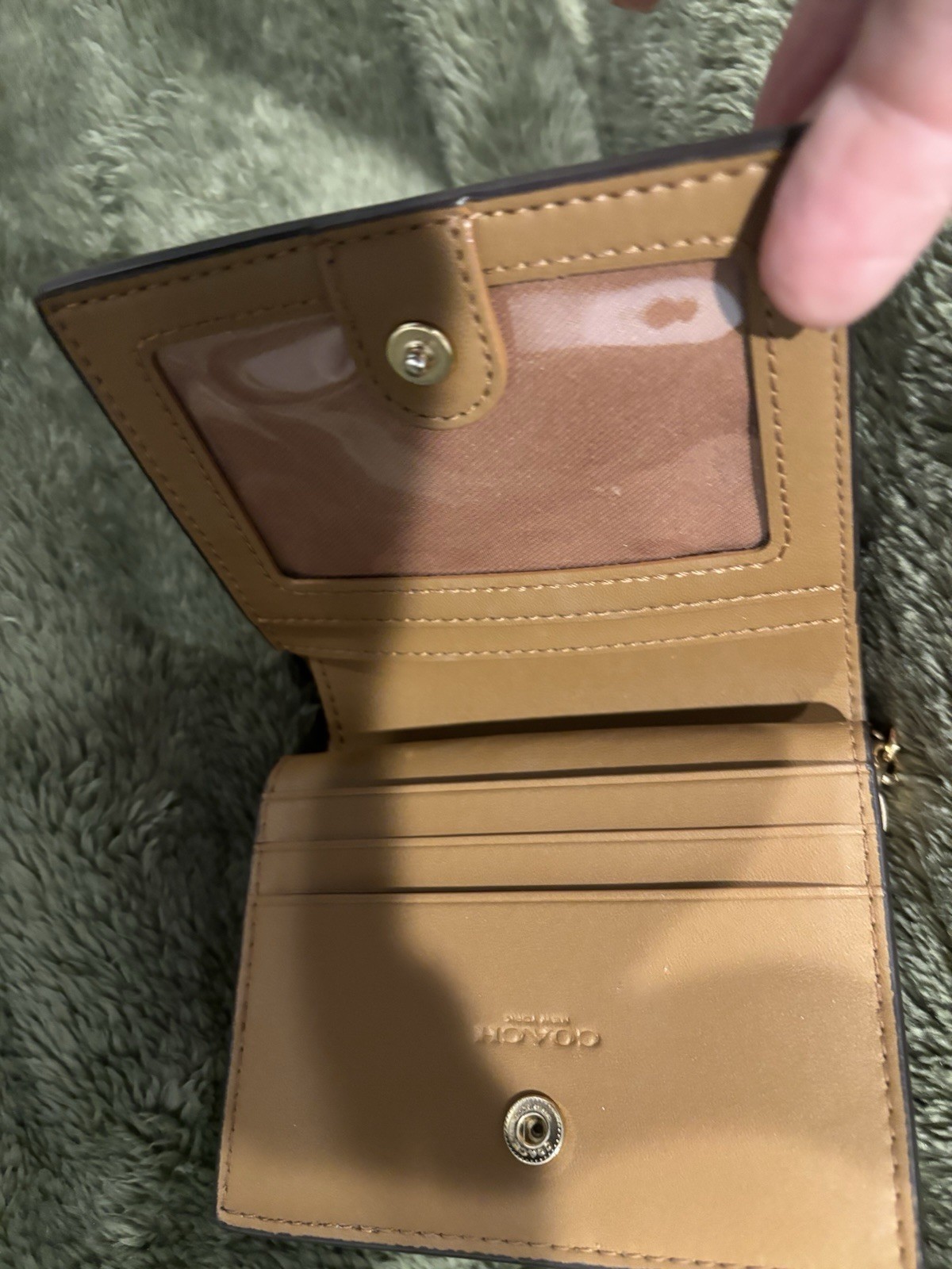 Coach Women’s Chalk Solid Logo Bifold Wallet ID Window & Zip Coin Pocket