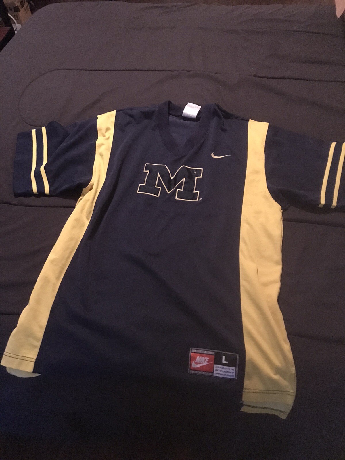 Nike Mens T-shirt/Jersey MICHIGAN WOLVERINES logo Thick Heavy LARGE COTTON/Poly