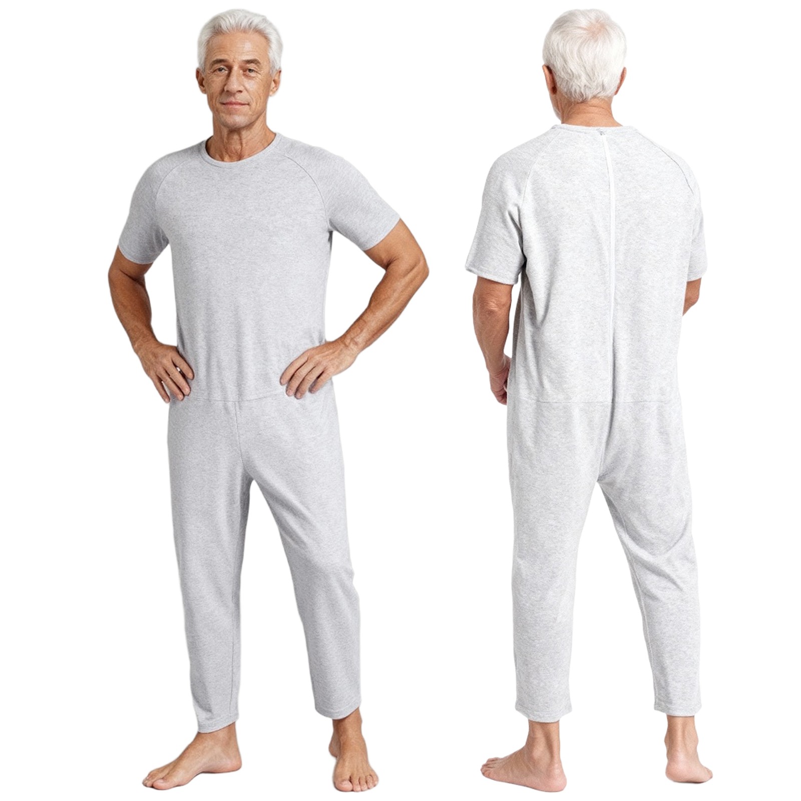 Men Sleepwear Casual Daily Wear Seniors Jumpsuit Loungewear Adaptive Bedroom