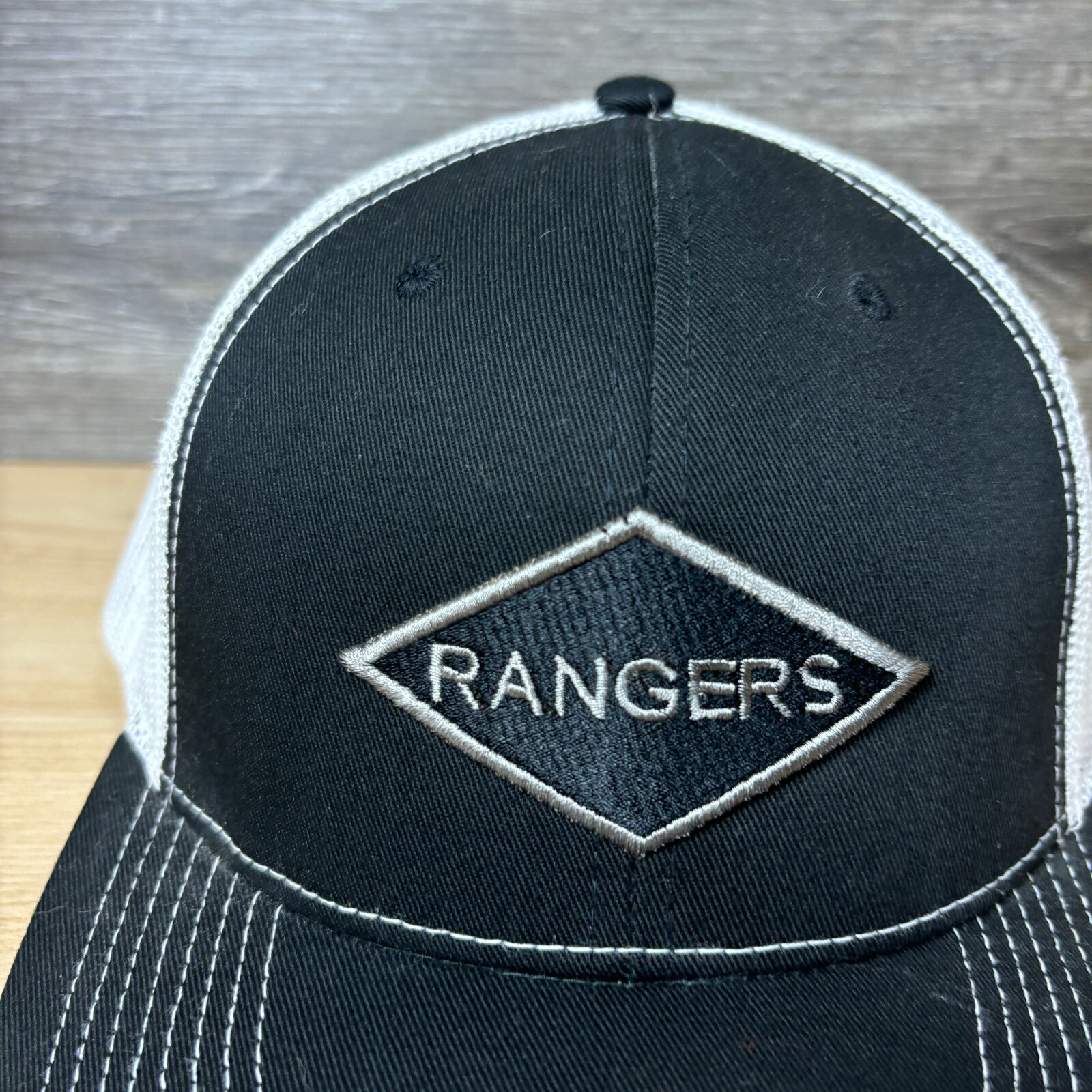 Rangers Hat Cap Snap Back Black Logo Patch One Size Adjustable