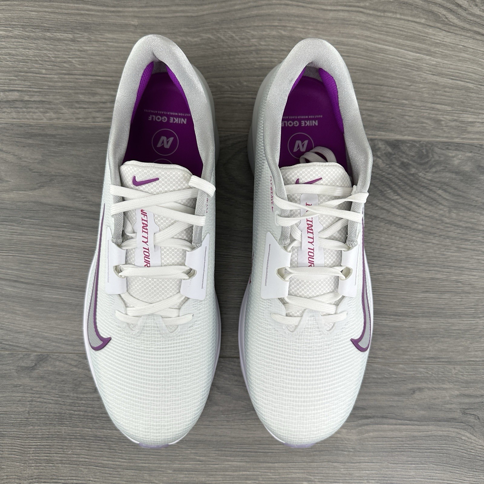 Nike Air Zoom Infinity Tour Next 2% Size 10.5 Mens White Vivid Purple Golf Shoes