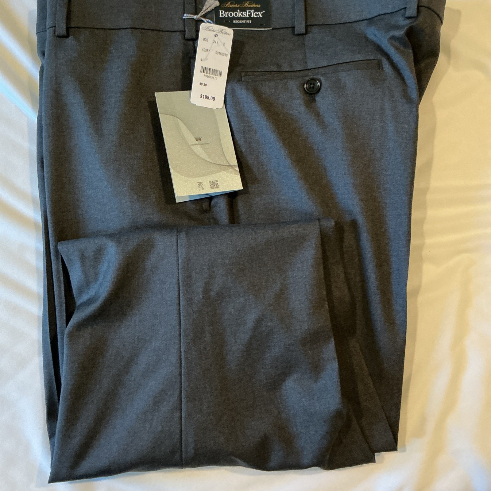 Mens Dress Slacks/pants By Brooks Brothers Size 40 X 30 In Charcoal