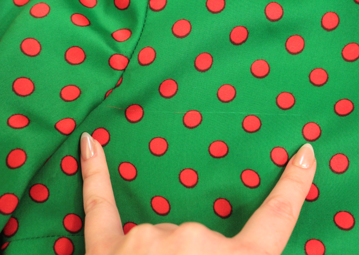 VTG 60s Green & Red Polka Dot Mod Pleated Skirt Dress Sz M 1960s Carlye