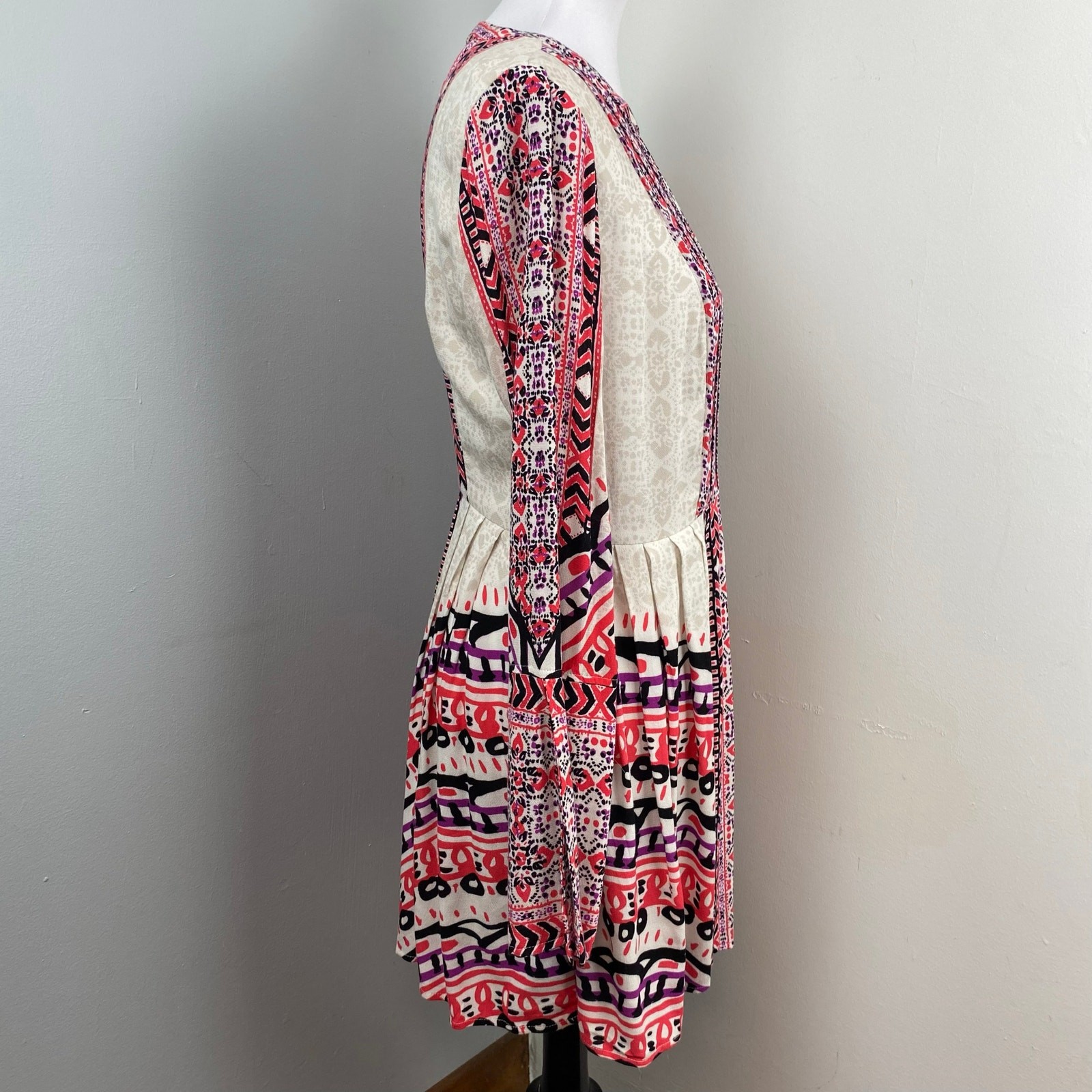Free People Tegan Border Printed Midi Dress in Ivory Size 6 Boho