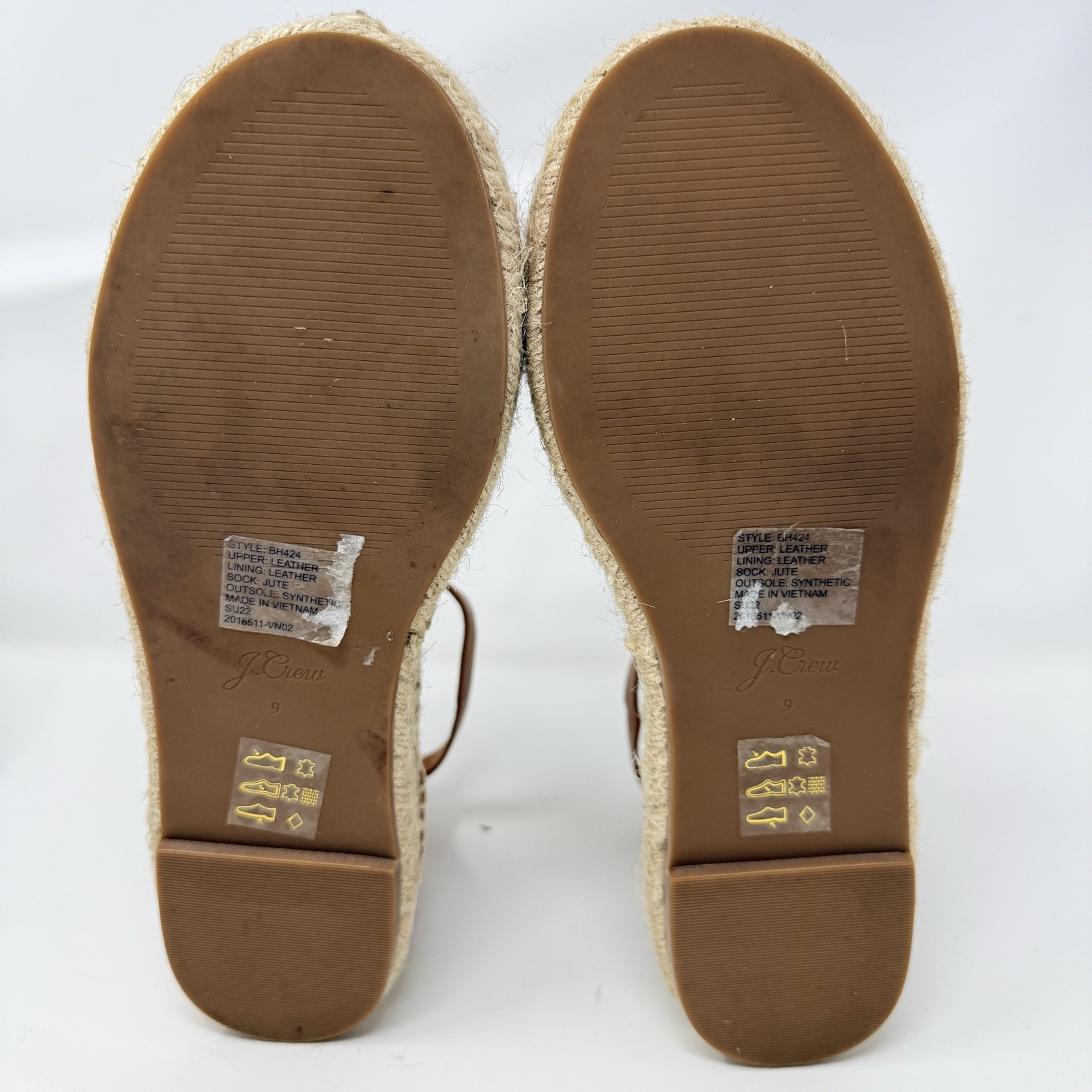 J Crew Grace Gladiator Espadrille Sandals Leather Platform Brown Womens 9