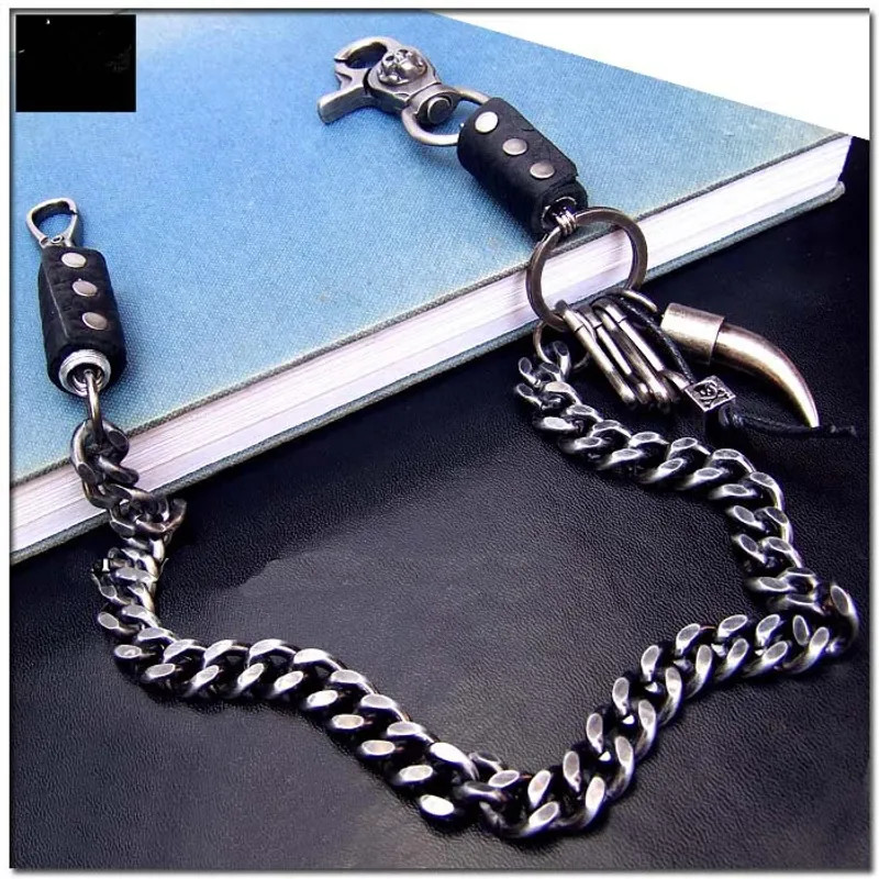 Hip hop punk horns skull metal casual wild pants chain wallet chain key chain.