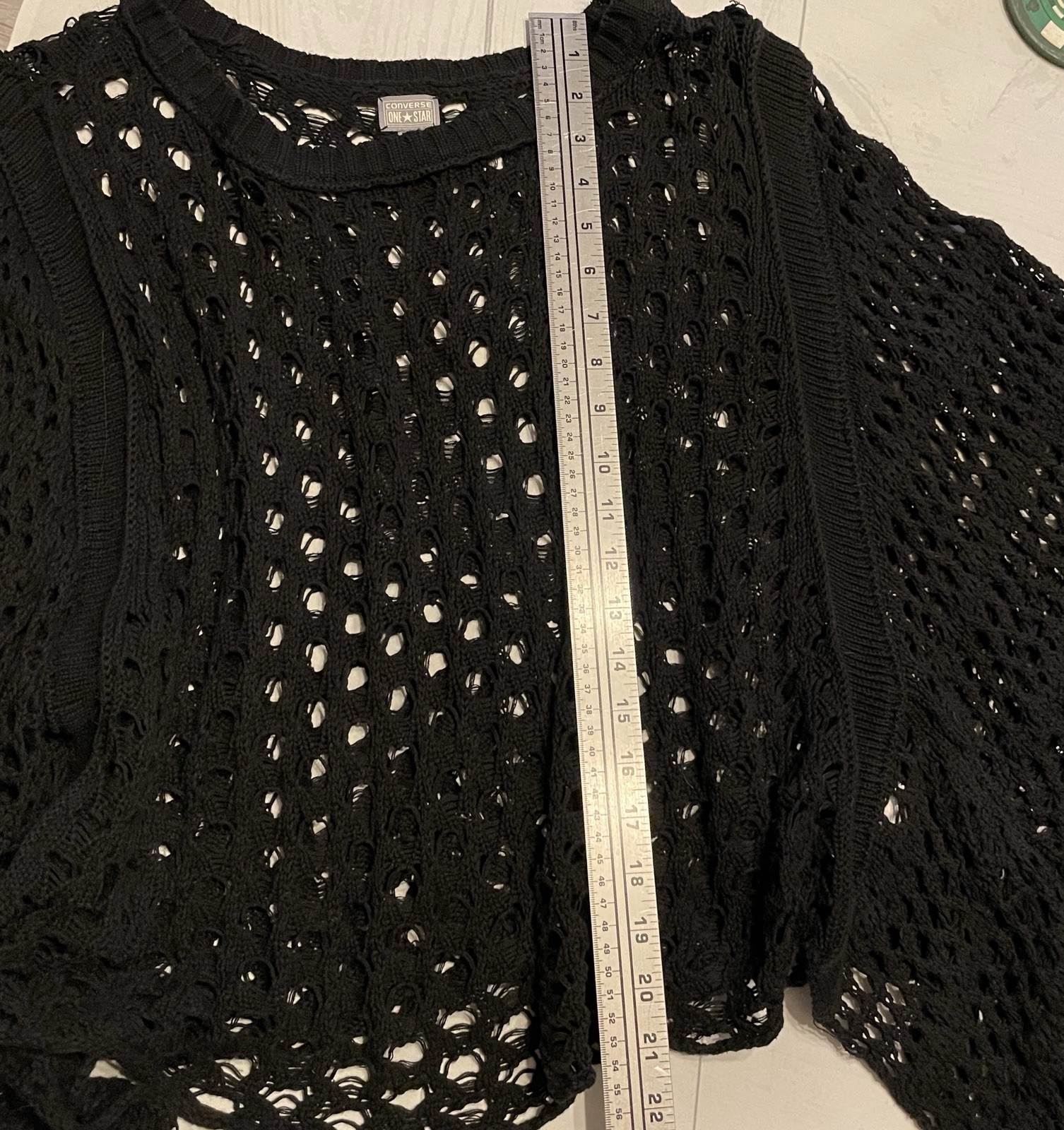 Converse Black Soft Knit Batwing Dolman Sleeve Pullover Sweater M